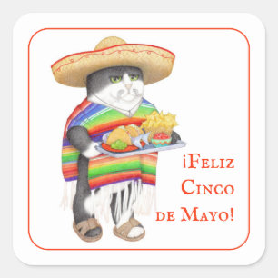 WENDELITO Cinco de Mayo Pegatinas cuadrados pequeñ
