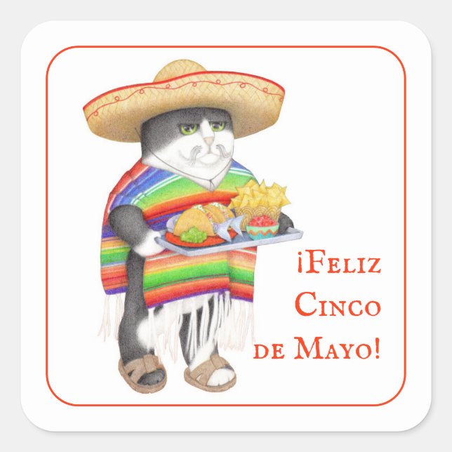 WENDELITO Cinco de Mayo Pegatinas cuadrados pequeñ (Anverso)