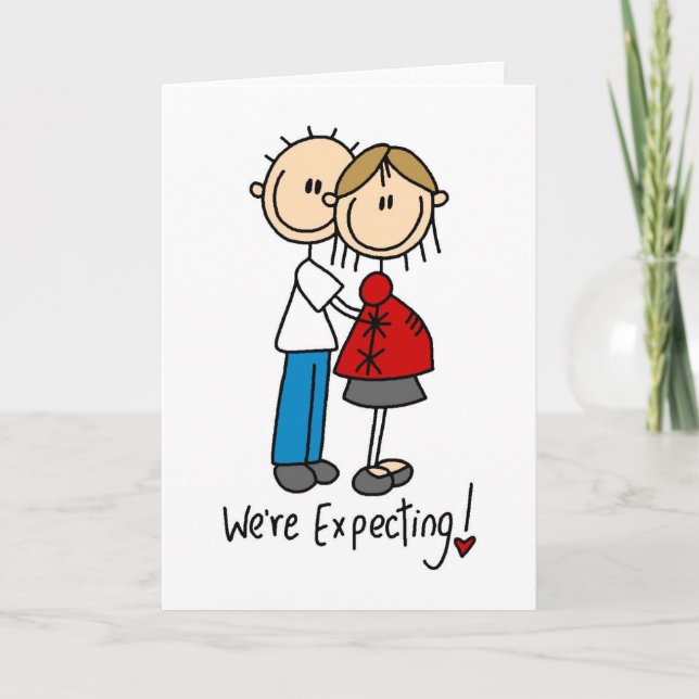 We're Expecting! Tarjeta de Figura de Palo Embaraz (Anverso)