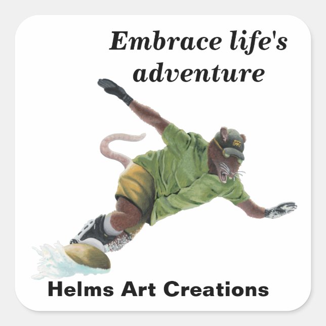 Wererat Snowboarder Deportes Fantasy Pegatinas de  (Anverso)