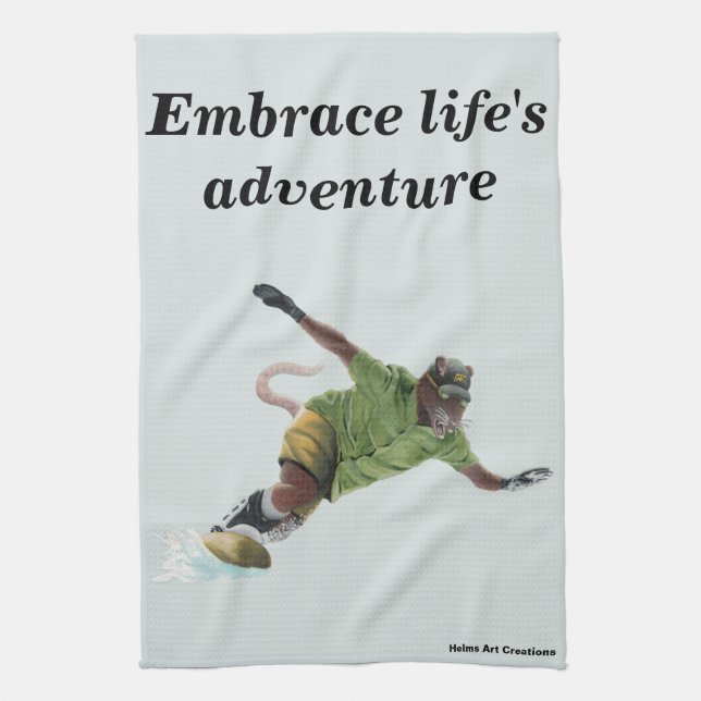 Wererat Snowboarder Sport Fantasy Kitchen Toalla (Vertical)