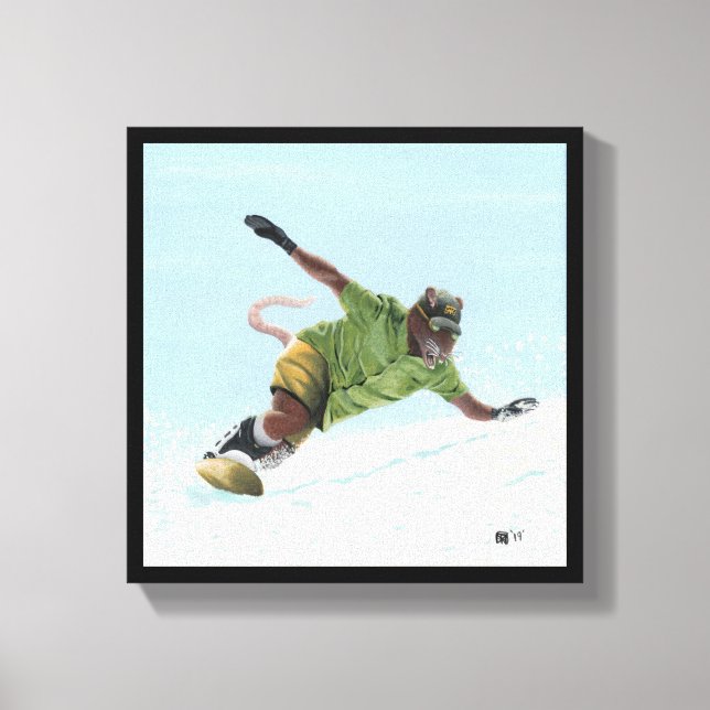 Werererat Snowboarder Fantasy Art Canvas Impresion (Anverso)