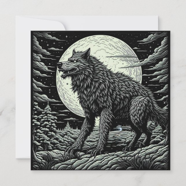 Werewolf Ai Art negro y blanco (Anverso)