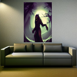 Werewolf en la noche | Poster de arte de IA