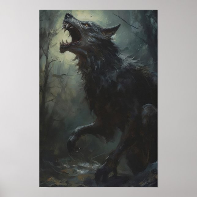 Werewolf Por La Noche, Impresión De Posters De Art (Frente)