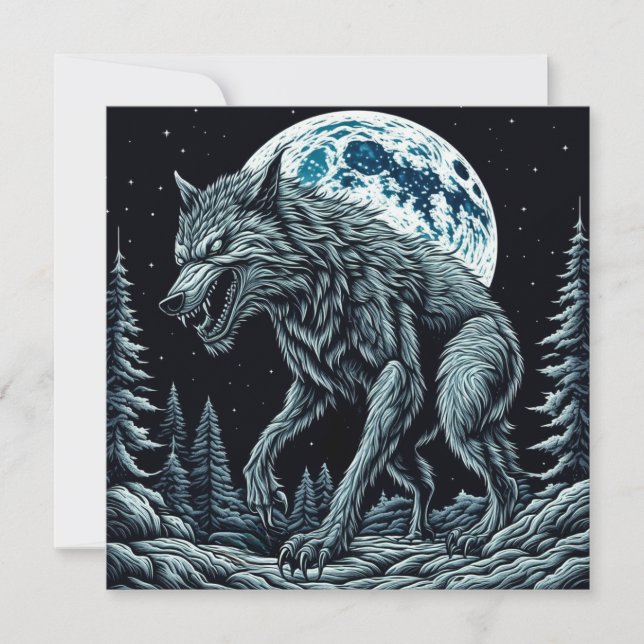 Werewolf ventilado gruñendo en una noche de luna l (Anverso)