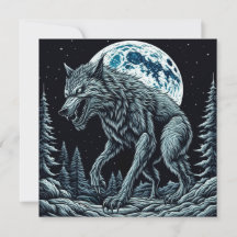 Werewolf ventilado gruñendo en una noche de luna l