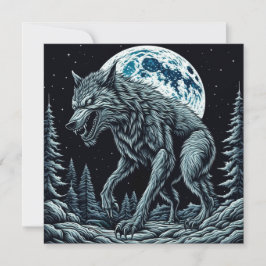 Werewolf ventilado gruñendo en una noche de luna l