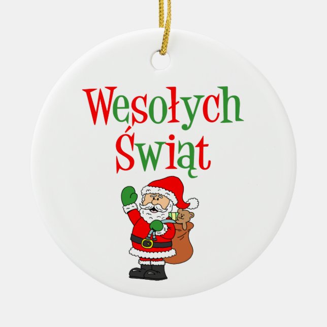Wesolych Swiat Navidades polacos Ornamento cerámic (Frente)