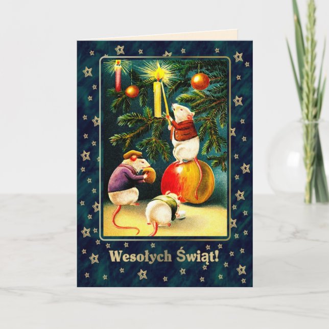 Wesołych Świąt. Tarjetas de navidad en polaco (Anverso)