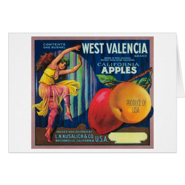 West Valencia Apple Crate LabelWatsonville, CA (Anverso (Horizontal))