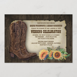 Western Cowboy Boots Boots Invitaciones a la boda 