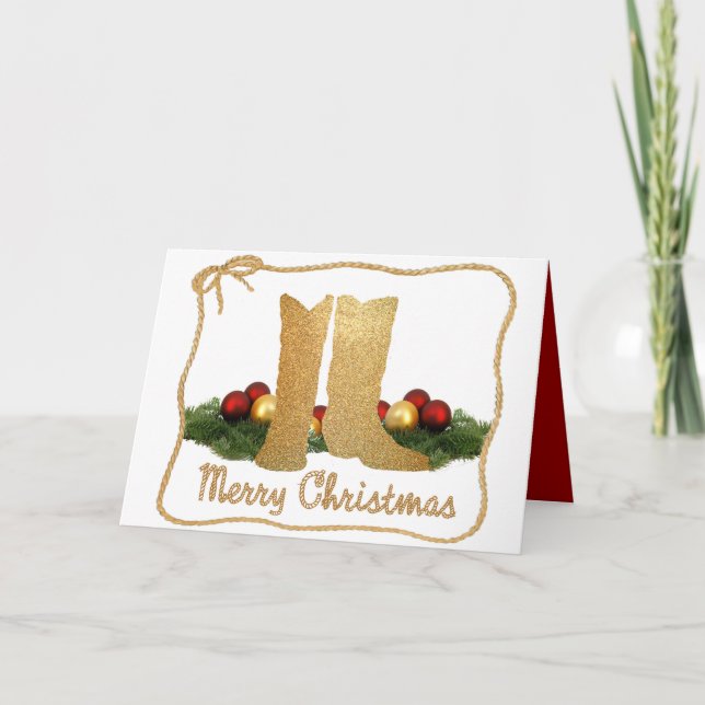 Western Cowboy Boots Garland Rope Feliz Navidad (Anverso)
