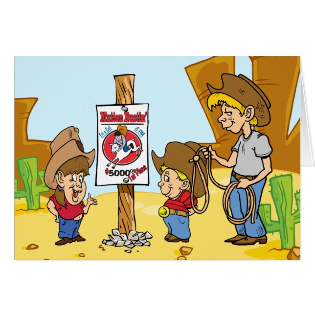 Western Cowboy Cowgirl Rodeo Mutton Bustin (Anverso (Horizontal))