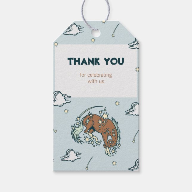 Western Horse Cowboy Cumpleaños Gracias Etiqueta (Anverso)