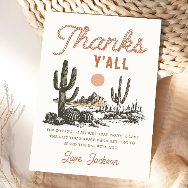 Western Rodeo Cowboy Birday Tarjeta de agradecimie (Subido por el creador)