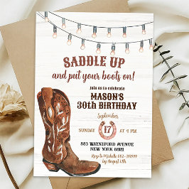 Western Rodeo Cowboy Boots Invitación al cumpleaño