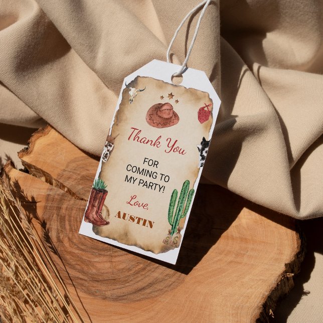 Western Rodeo Cowboy Cumpleaños etiqueta de agrade (Subido por el creador)