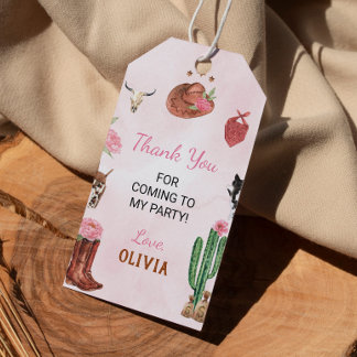 Western Rodeo Cowgirl Birday Gracias Etiqueta