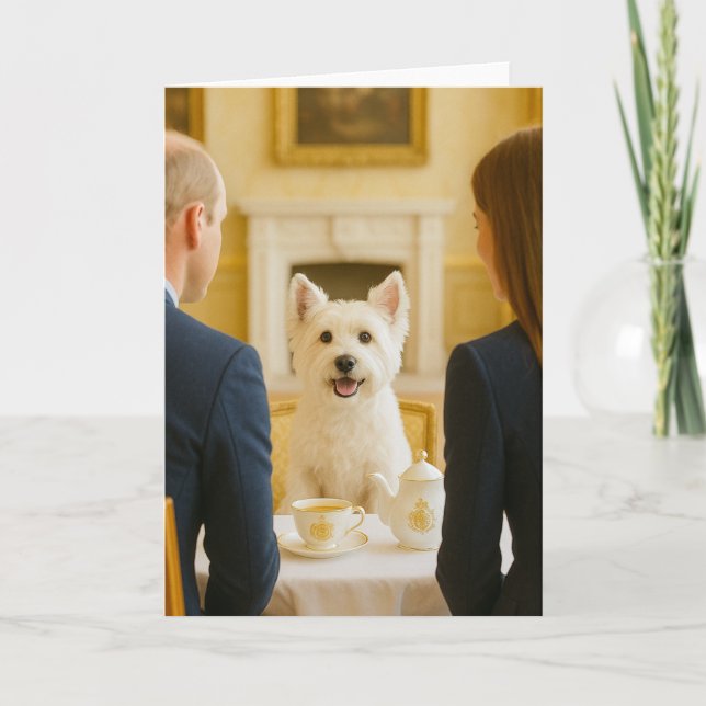 Westie con tarjeta de saludo de té real (Anverso)