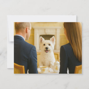 Westie con tarjeta postal real de té