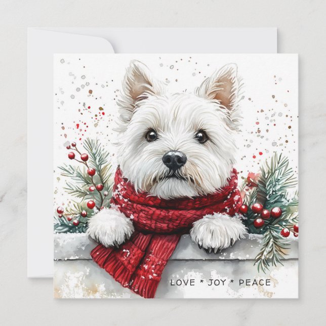 Westie Dog Cute Festive Holiday Card (Anverso)