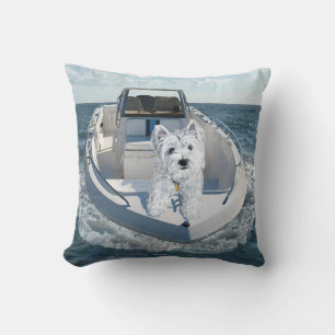 Westie en la Almohada del Barco
