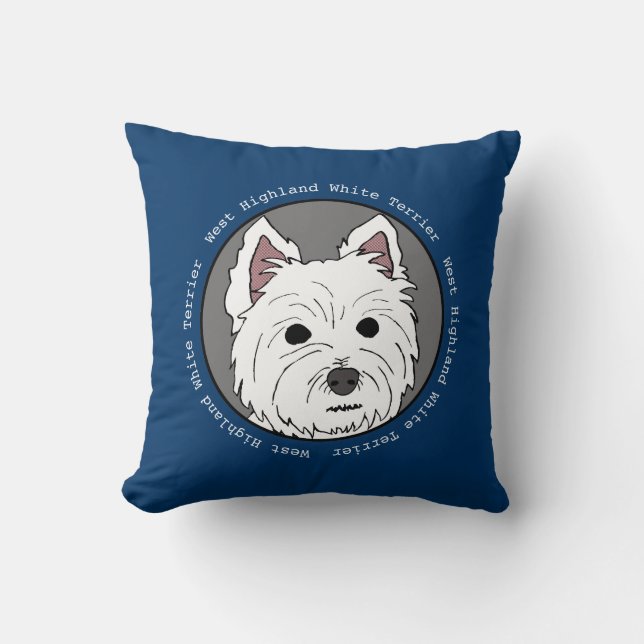 Westie hace frente a la almohada (Anverso)