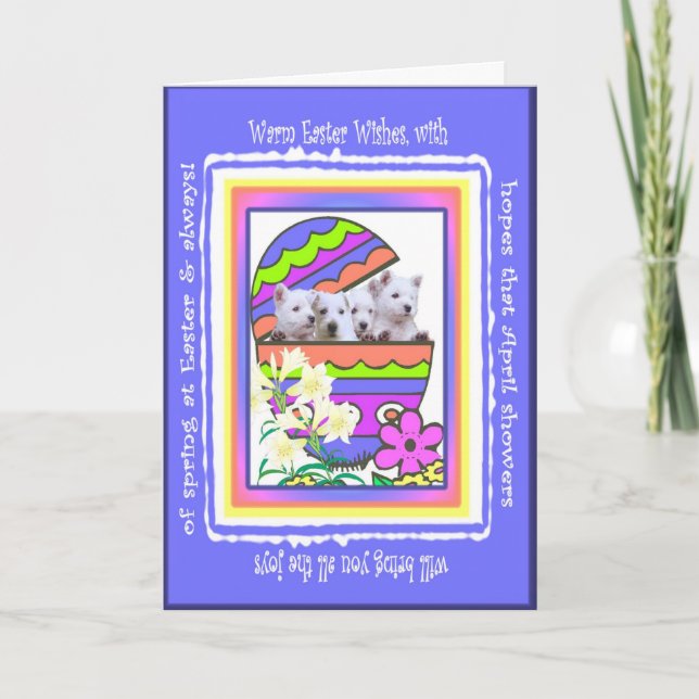 Westie lindo Pascua feliz desea la tarjeta (Anverso)