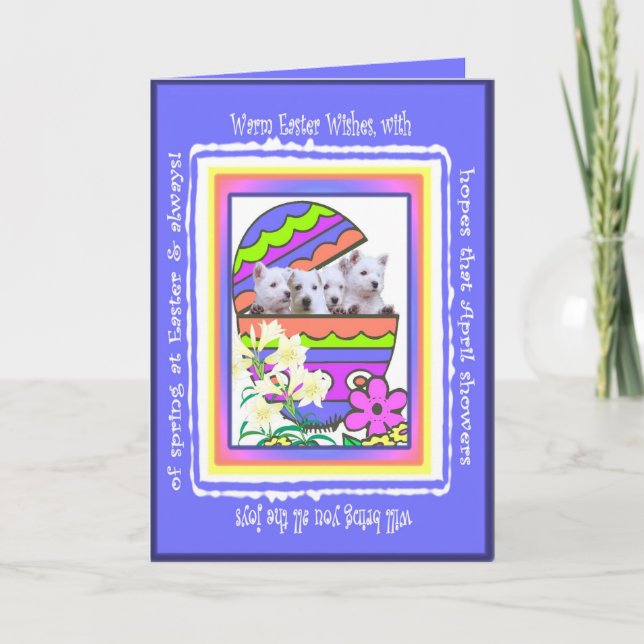 Westie lindo Pascua feliz desea la tarjeta (Anverso)