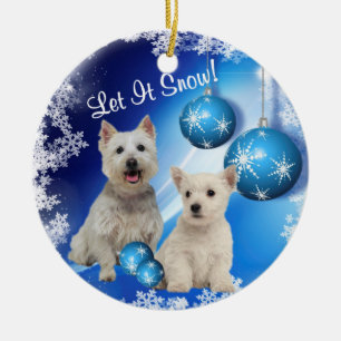 Westie lo dejó nevar ornamento del saludo del dí