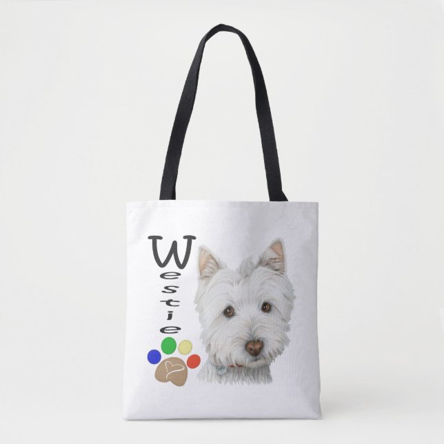 Westie persigue arte por todo la bolsa de asas de (Anverso)