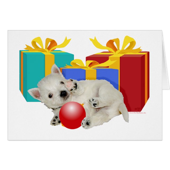 Westie Puppy Navidades Playtime (Anverso (Horizontal))