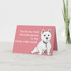 Westie Wuv rosado usted tarjeta de la tarjeta del