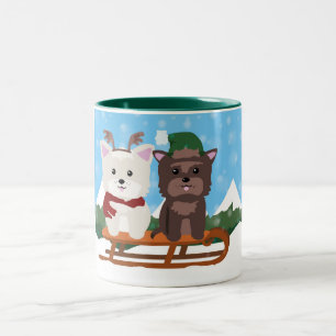 Westie y taza de las vacaciones de invierno de los