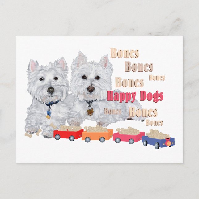 Westies con postal de tren de huesos (Anverso)
