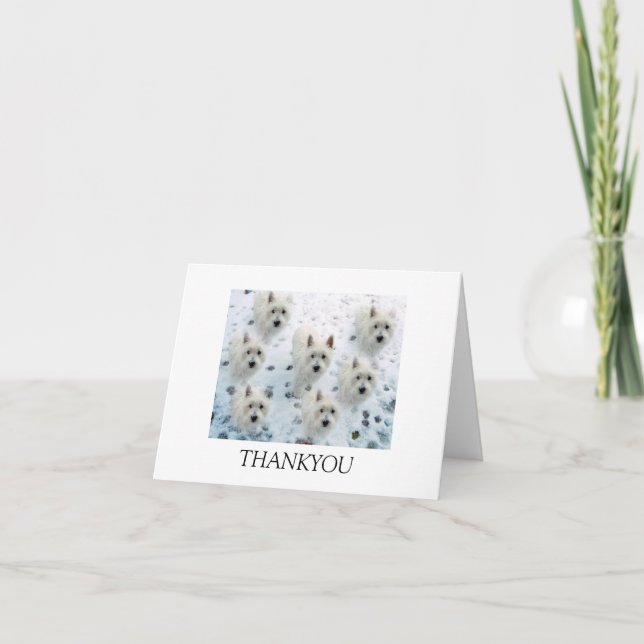 WESTIES en TARJETA de la NIEVE GRACIAS NOTELET (Anverso)