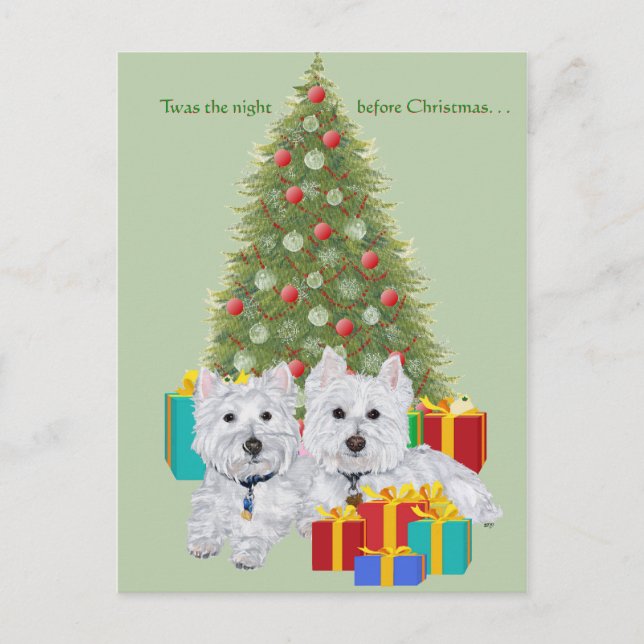 Westies junto al árbol de Navidad (Anverso)