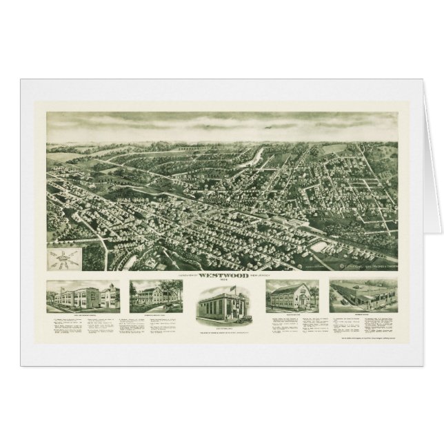 Westwood, mapa panorámico de NJ - 1924 (Anverso (Horizontal))