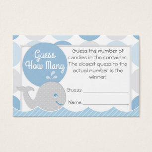 Whale Baby Shower adivina cuántas cartas de juego