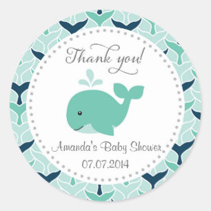 Whale Baby Shower Gracias Pegatinas