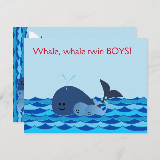 Whale es una invitación de Baby Shower para dos ch (Anverso / Reverso)