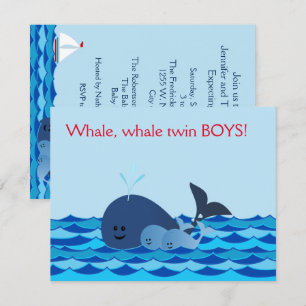 Whale es una invitación de Baby Shower para dos ch