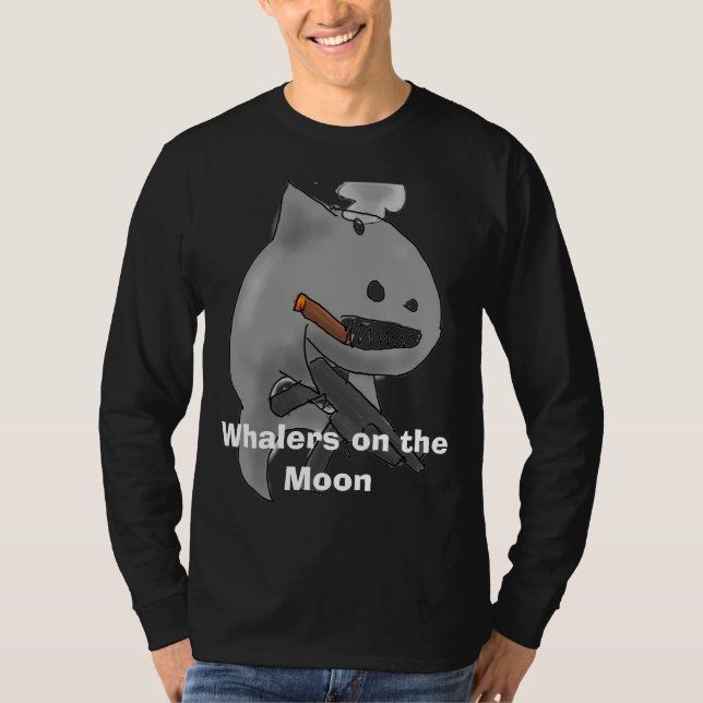 Whalers en la camiseta negra larga de la luna (Anverso)