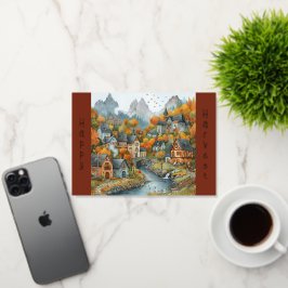 Whimsical Autumn Village Forest Ilustracion