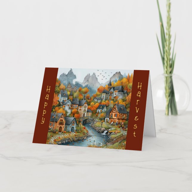 Whimsical Autumn Village Forest Ilustracion (Anverso)