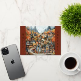 Whimsical Autumn Village Forest Ilustracion