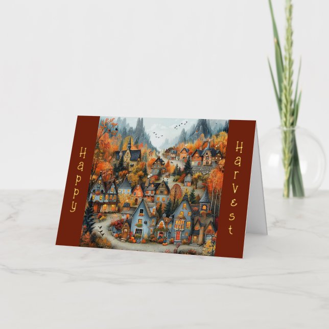 Whimsical Autumn Village Forest Ilustracion (Anverso)