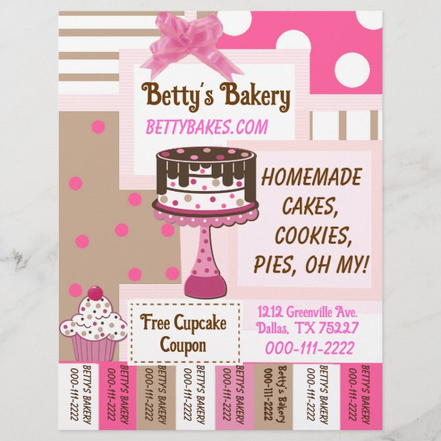 Whimsical Bakery Flyer con etiquetas de lágrimas (Frente)
