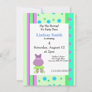 Whimsical Ballerina Hippo Invitación al cumpleaños